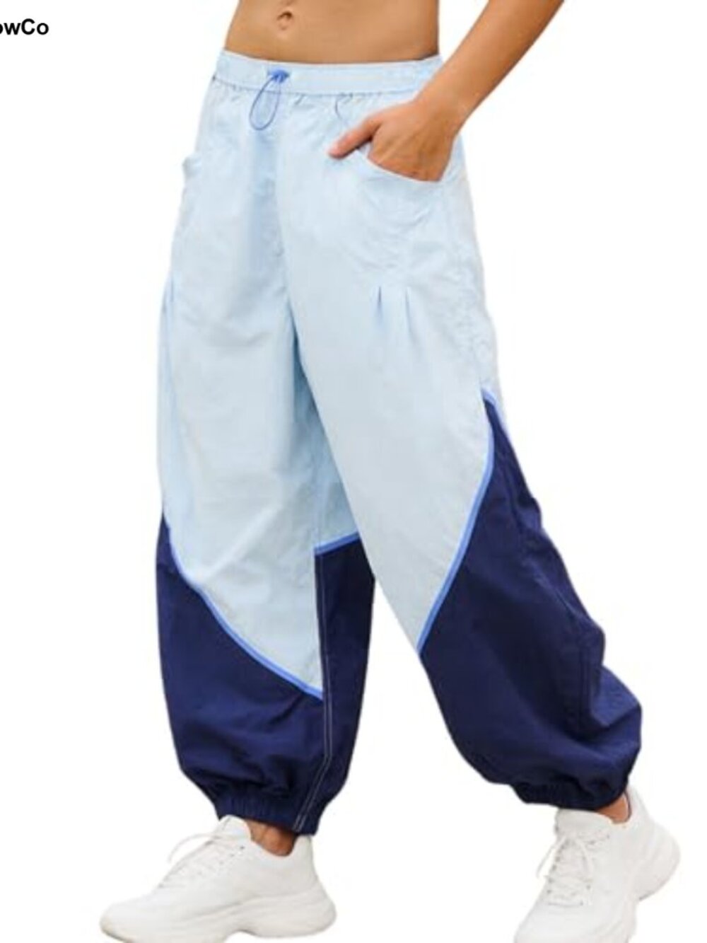 Women's Baggy Wide Leg Track Pants Nylon Elastic Waist Workout